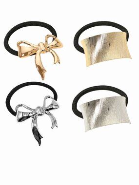 Metal Stretch Hairbands Gold or Silver (Set of 2)